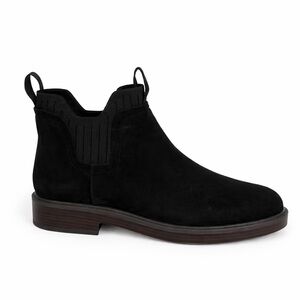 Aerosoles Pressly Classic Black Suede Chelsea Ankle Boots Elastic Side Pull